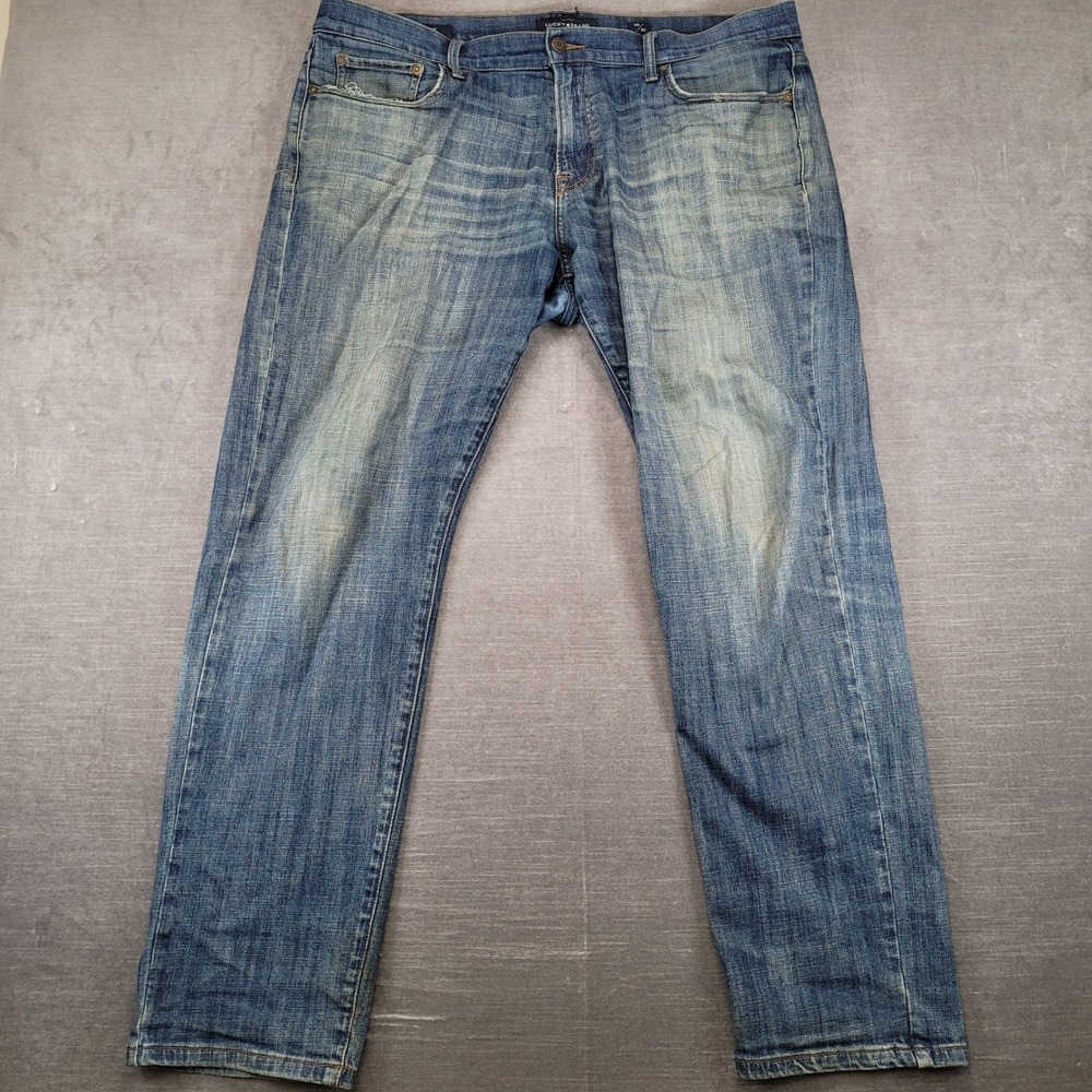 Lucky Brand 410 Athletic Slim Actual Size 40x32 Jeans Mens Blue Denim Distressed